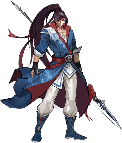 手持长枪的武将原画